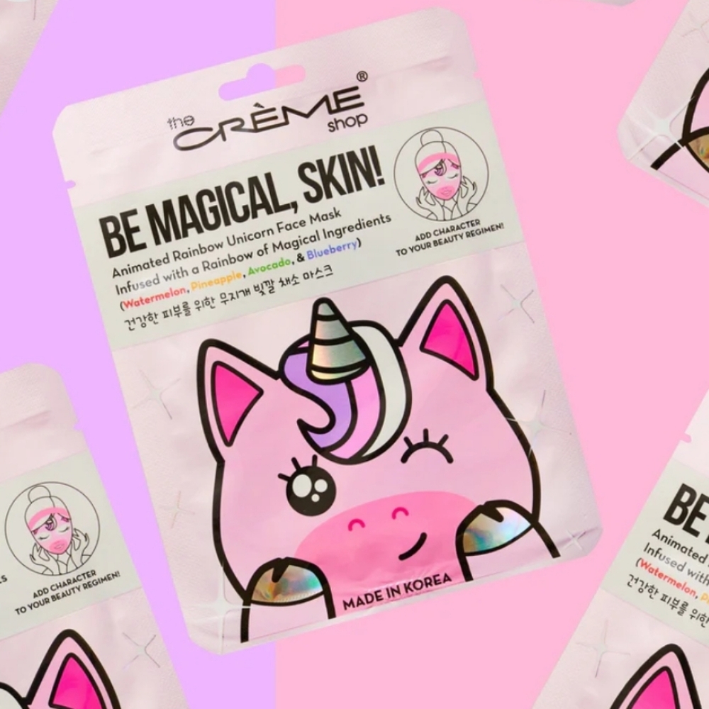 The Creme▪︎ Be Magical, Skin! Animated Rainbow Unicorn Face Mask ▪︎ Pack of 3